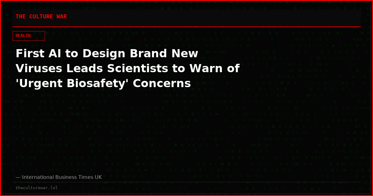 First AI to Design Brand New Viruses Leads Scientists to Warn of 'Urgent Biosafety' Concerns