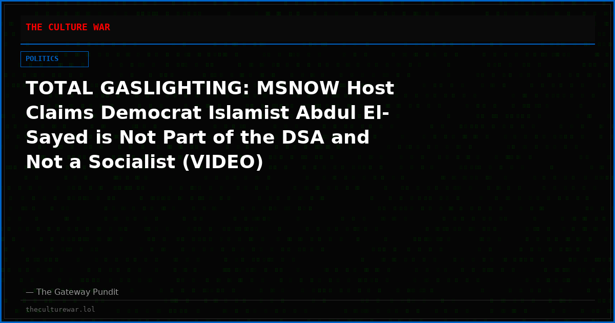 TOTAL GASLIGHTING: MSNOW Host Claims Democrat Islamist Abdul El-Sayed is Not Part of the DSA and Not a Socialist (VIDEO)
