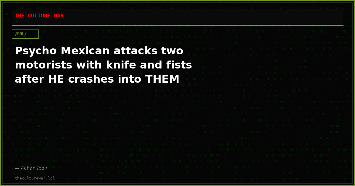 Psycho Mexican attacks two motorists with knife and fists after HE crashes into THEM