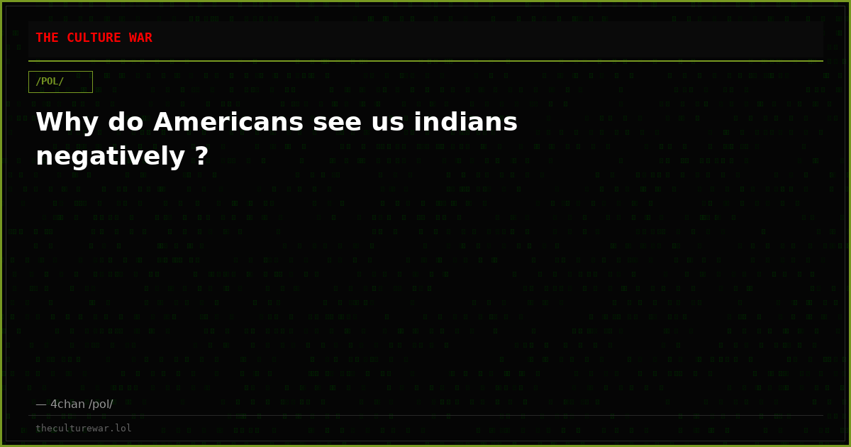 Why do Americans see us indians negatively ?