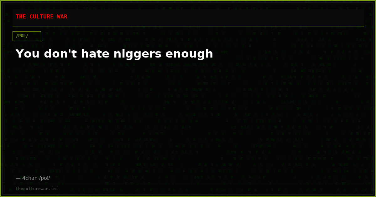 You don't hate niggers enough