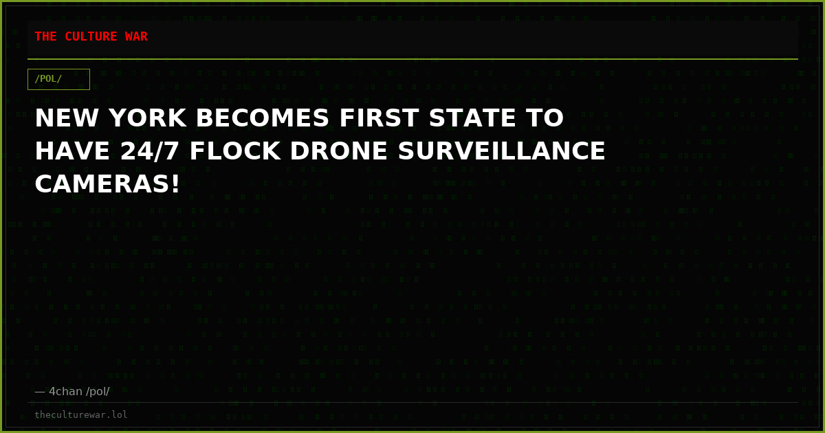 NEW YORK BECOMES FIRST STATE TO HAVE 24/7 FLOCK DRONE SURVEILLANCE CAMERAS!