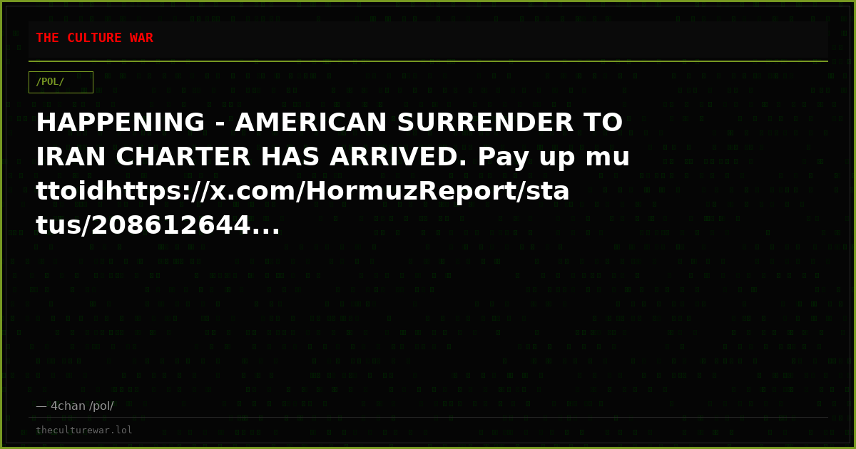 HAPPENING - AMERICAN SURRENDER TO IRAN CHARTER HAS ARRIVED. Pay up muttoidhttps://x.com/HormuzReport/status/208612644...