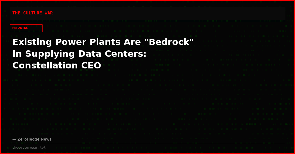 Existing Power Plants Are "Bedrock" In Supplying Data Centers: Constellation CEO