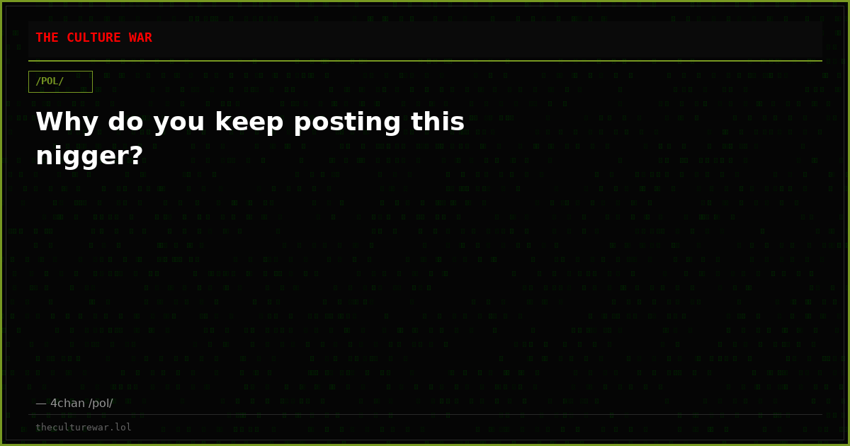 Why do you keep posting this nigger?