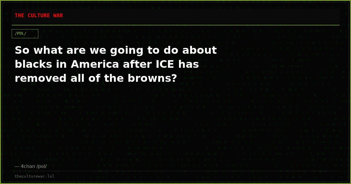 So what are we going to do about blacks in America after ICE has removed all of the browns?