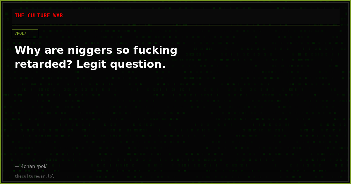 Why are niggers so fucking retarded? Legit question.