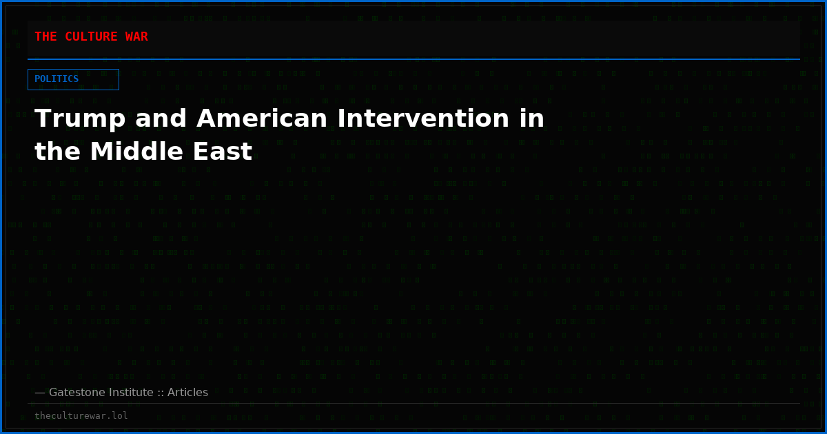 Trump and American Intervention in the Middle East