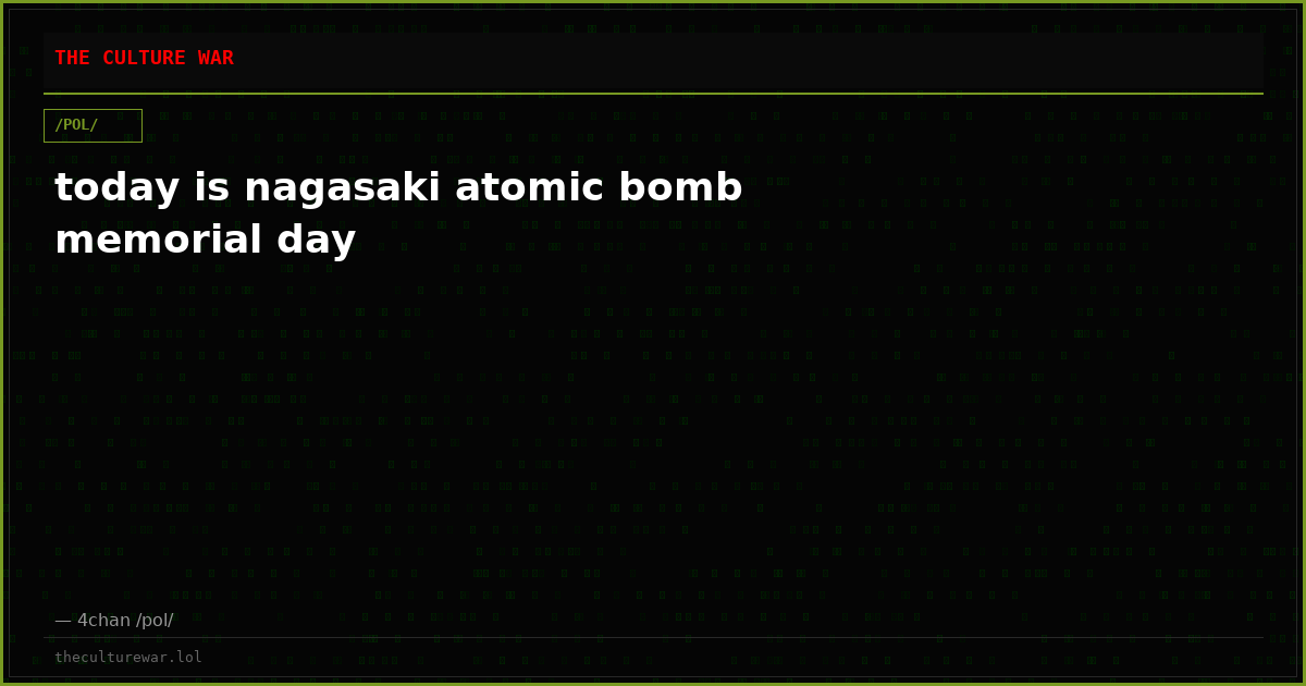 today is nagasaki atomic bomb memorial day