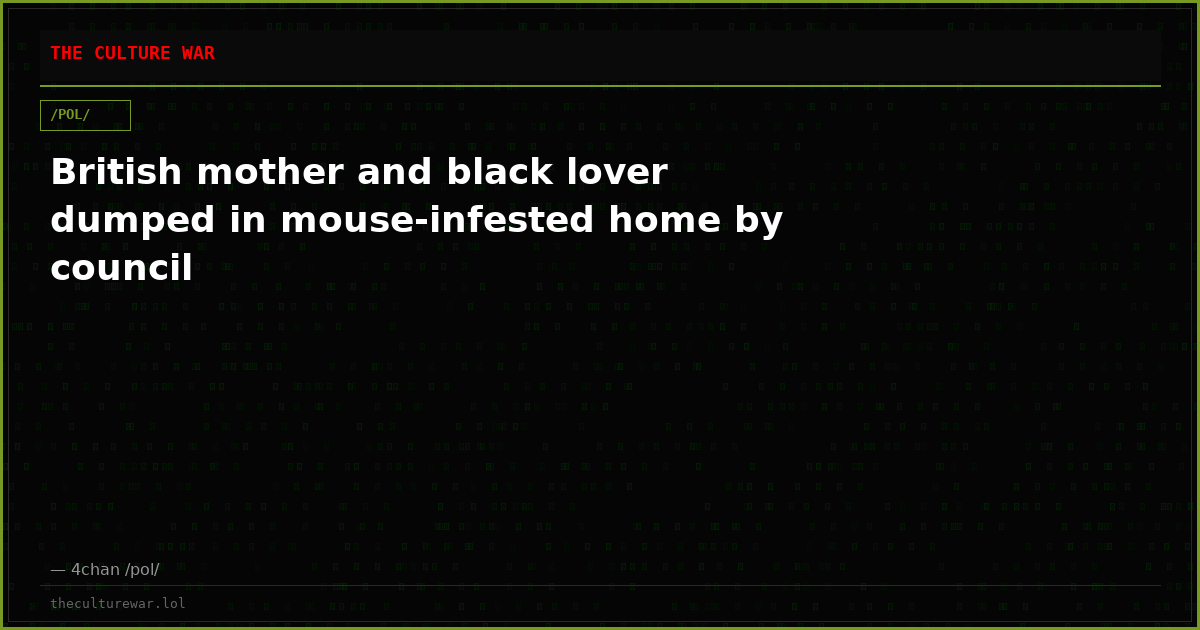 British mother and black lover dumped in mouse-infested home by council
