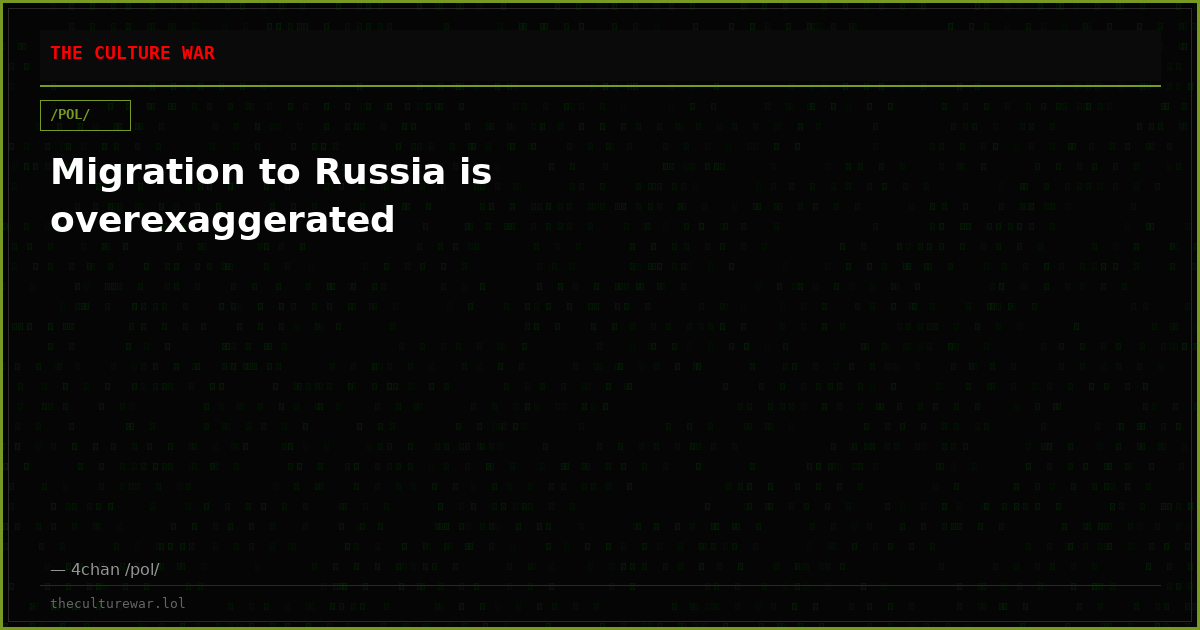 Migration to Russia is overexaggerated