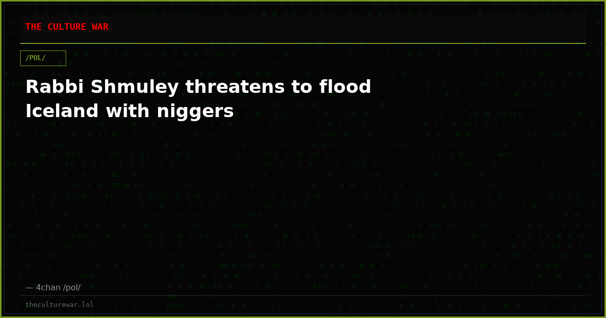 Rabbi Shmuley threatens to flood Iceland with niggers