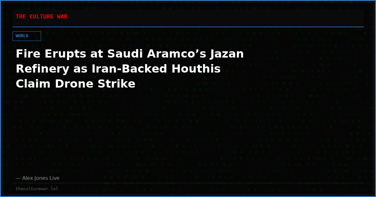 Fire Erupts at Saudi Aramco’s Jazan Refinery as Iran-Backed Houthis Claim Drone Strike