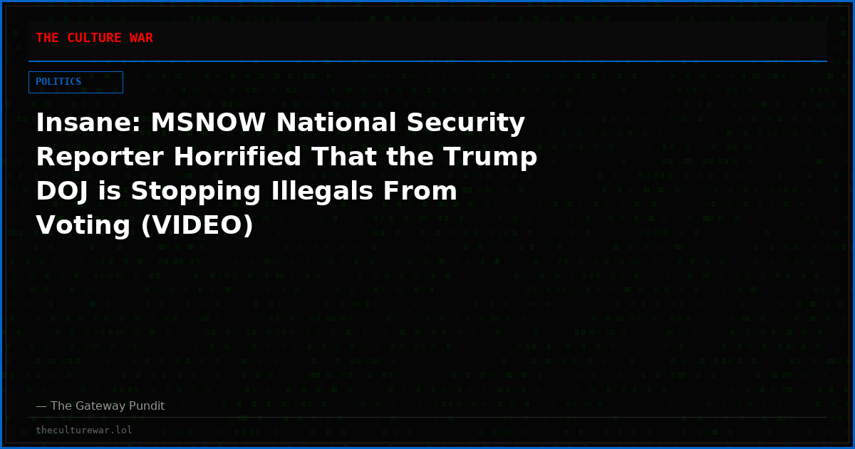 Insane: MSNOW National Security Reporter Horrified That the Trump DOJ is Stopping Illegals From Voting (VIDEO)