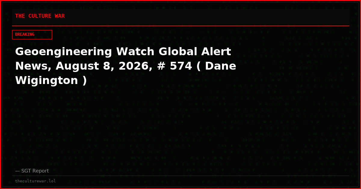 Geoengineering Watch Global Alert News, August 8, 2026, # 574 ( Dane Wigington )