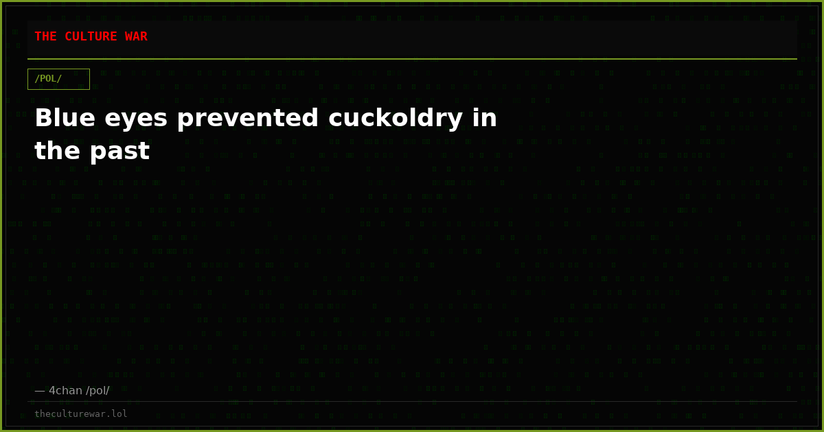 Blue eyes prevented cuckoldry in the past