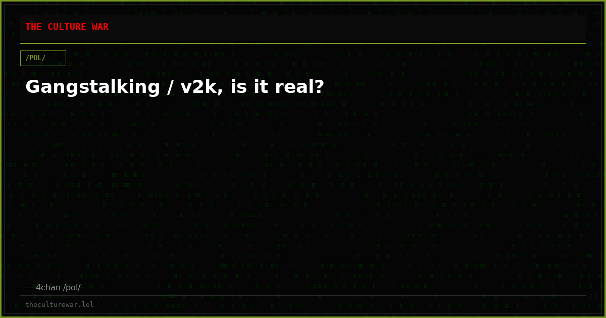 Gangstalking / v2k, is it real?