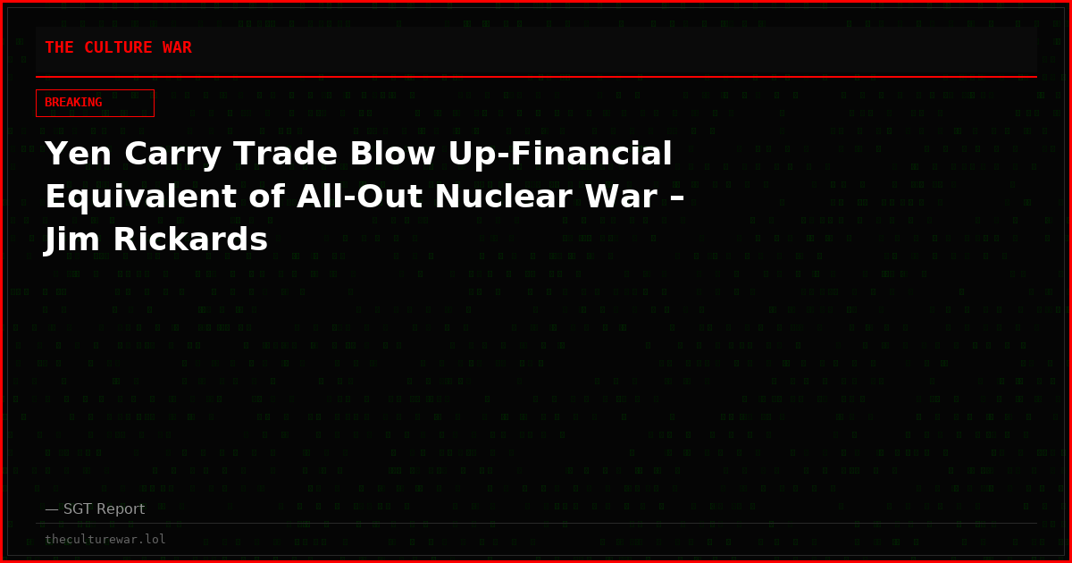 Yen Carry Trade Blow Up-Financial Equivalent of All-Out Nuclear War – Jim Rickards