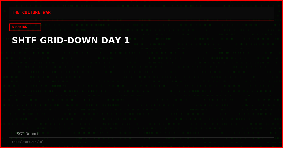 SHTF GRID-DOWN DAY 1