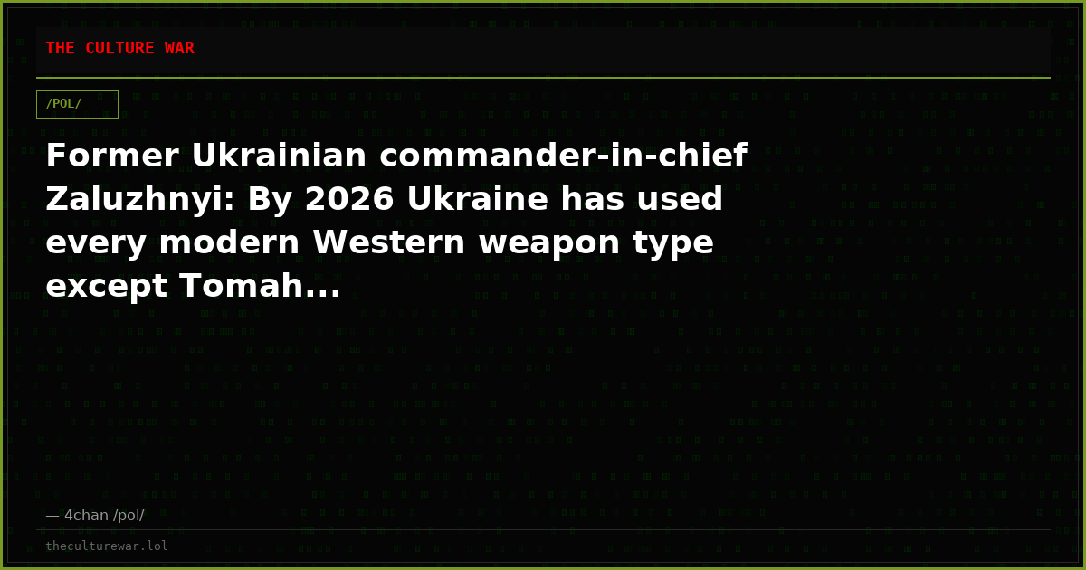 Former Ukrainian commander-in-chief Zaluzhnyi: By 2026 Ukraine has used every modern Western weapon type except Tomah...