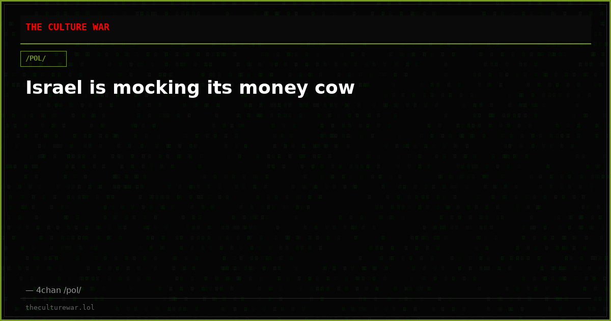 Israel is mocking its money cow
