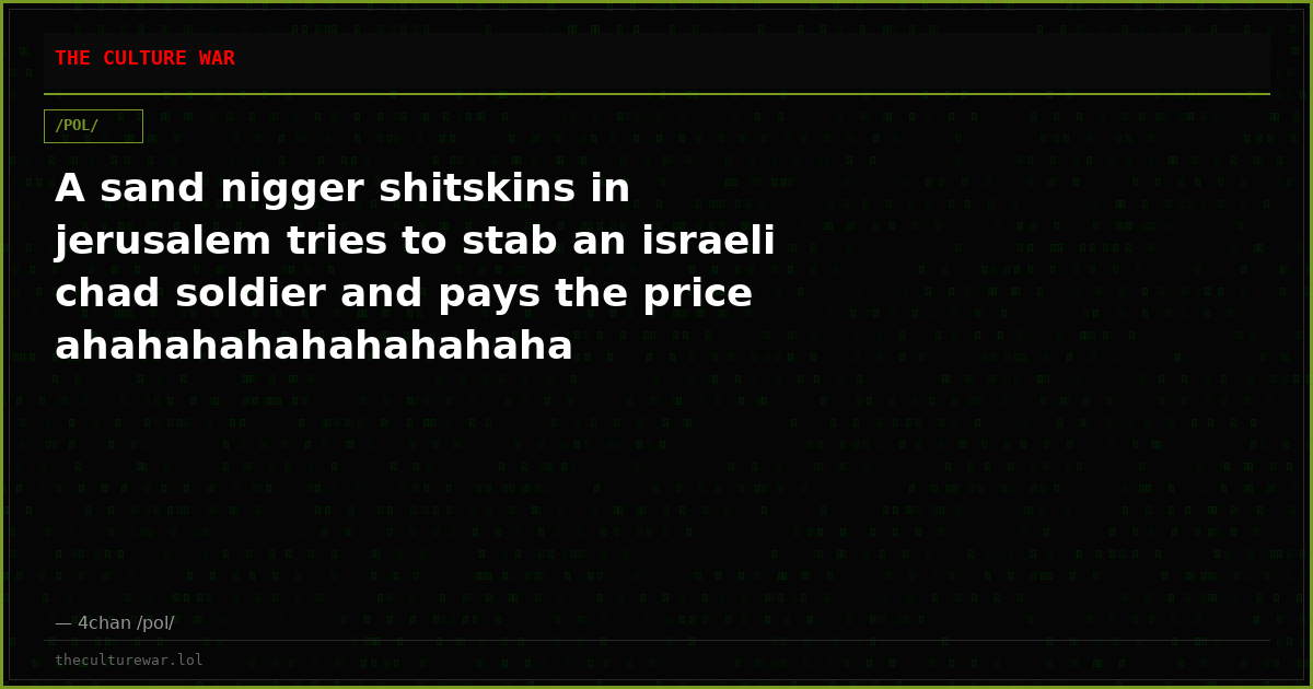 A sand nigger shitskins in jerusalem tries to stab an israeli chad soldier and pays the price ahahahahahahahahaha