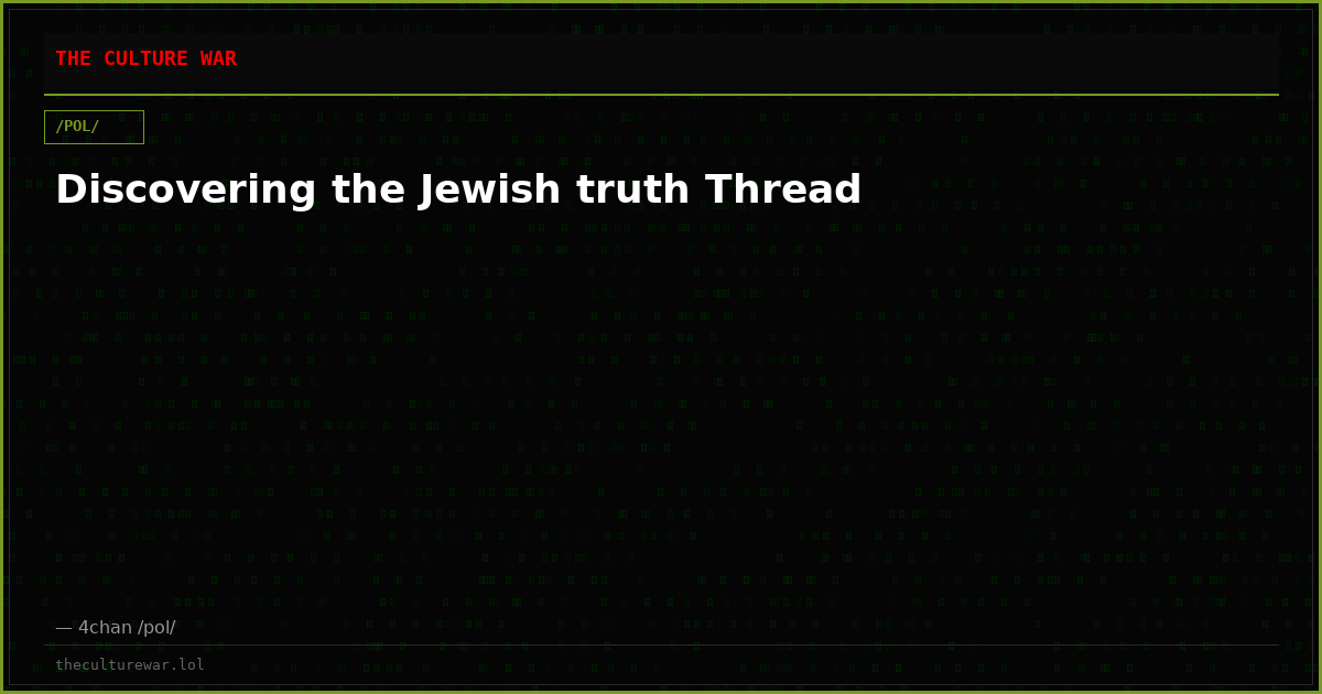 Discovering the Jewish truth Thread