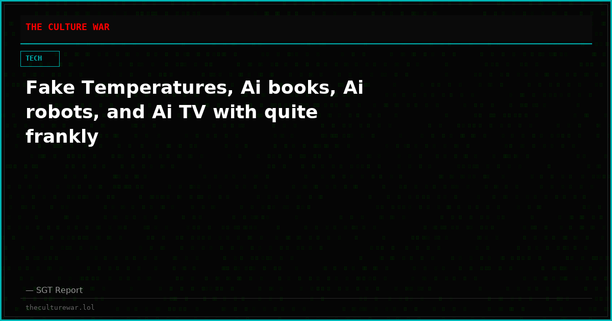 Fake Temperatures, Ai books, Ai robots, and Ai TV with quite frankly