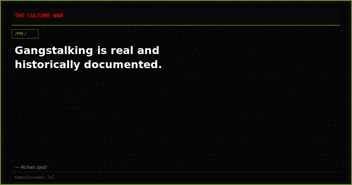 Gangstalking is real and historically documented.