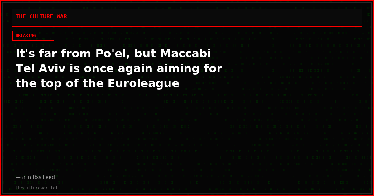 It's far from Po'el, but Maccabi Tel Aviv is once again aiming for the top of the Euroleague