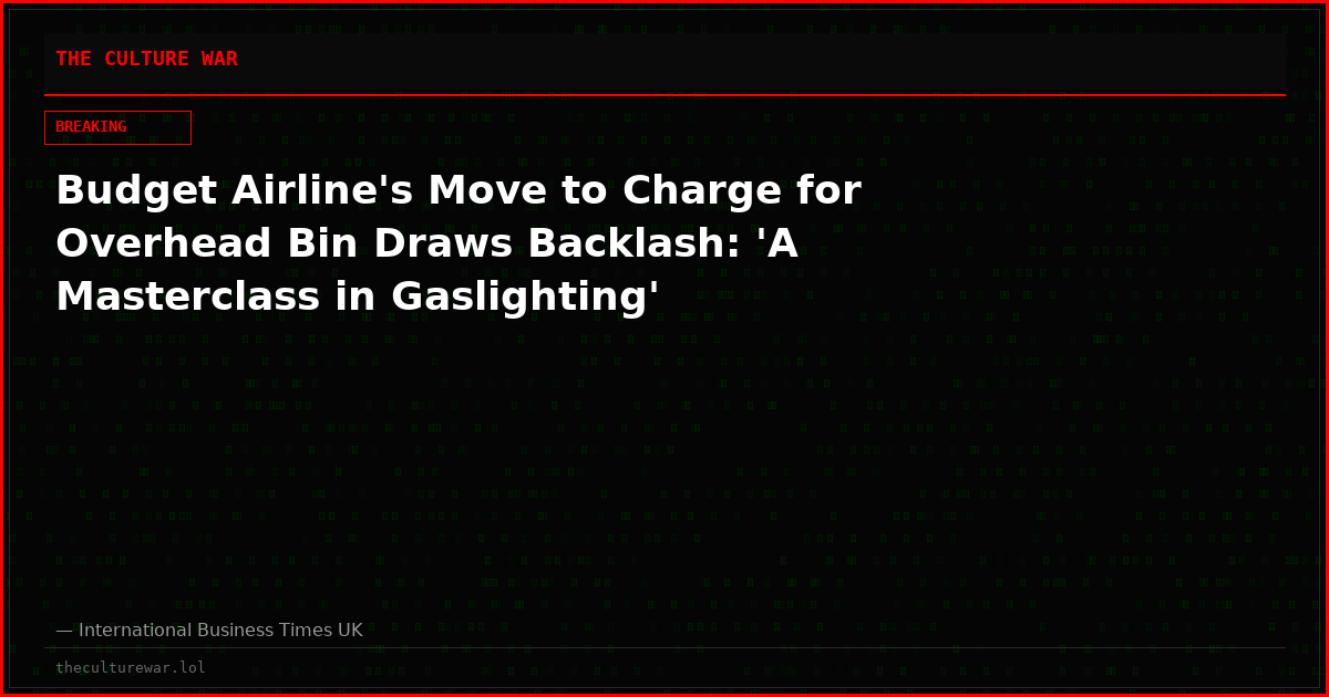 Budget Airline's Move to Charge for Overhead Bin Draws Backlash: 'A Masterclass in Gaslighting'