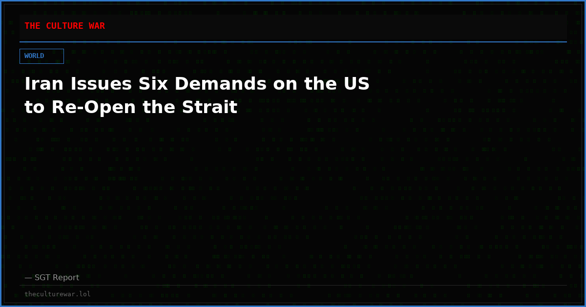 Iran Issues Six Demands on the US to Re-Open the Strait