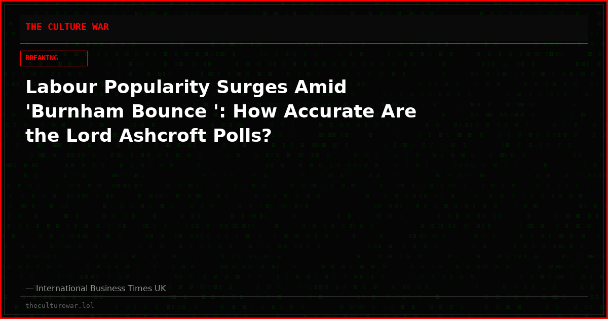 Labour Popularity Surges Amid 'Burnham Bounce ': How Accurate Are the Lord Ashcroft Polls?