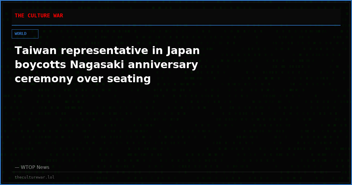 Taiwan representative in Japan boycotts Nagasaki anniversary ceremony over seating