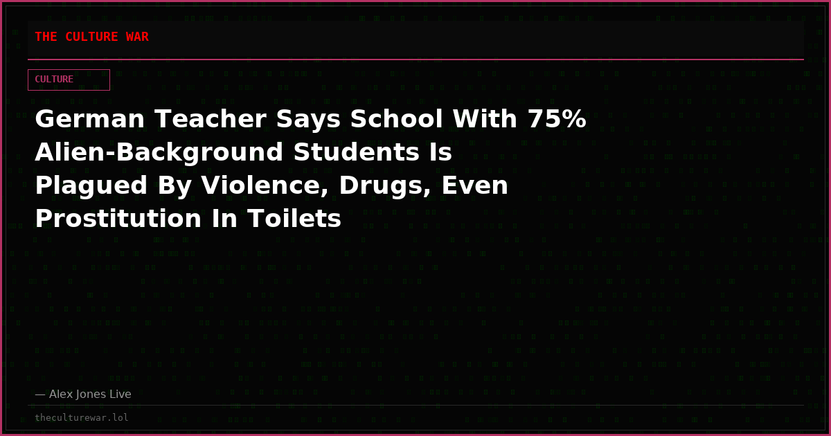 German Teacher Says School With 75% Alien-Background Students Is Plagued By Violence, Drugs, Even Prostitution In Toilets