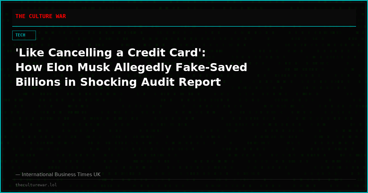 'Like Cancelling a Credit Card': How Elon Musk Allegedly Fake-Saved Billions in Shocking Audit Report