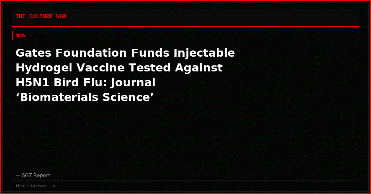 Gates Foundation Funds Injectable Hydrogel Vaccine Tested Against H5N1 Bird Flu: Journal ‘Biomaterials Science’