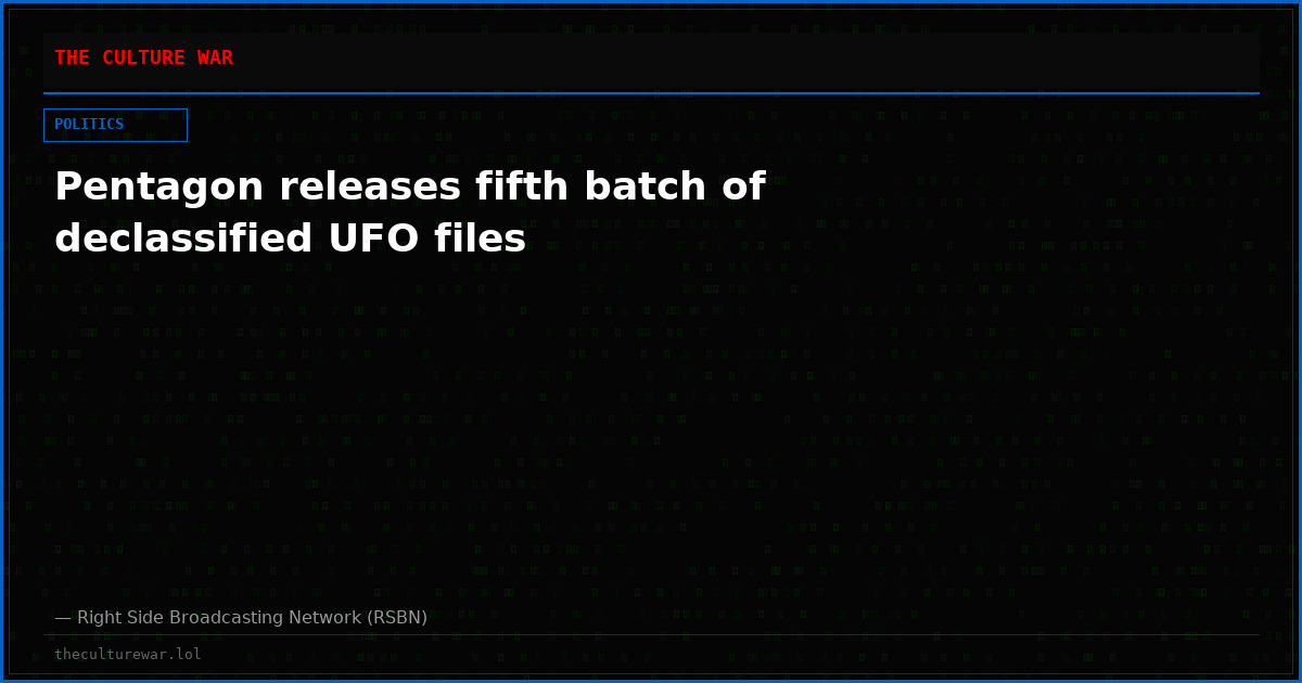 Pentagon releases fifth batch of declassified UFO files