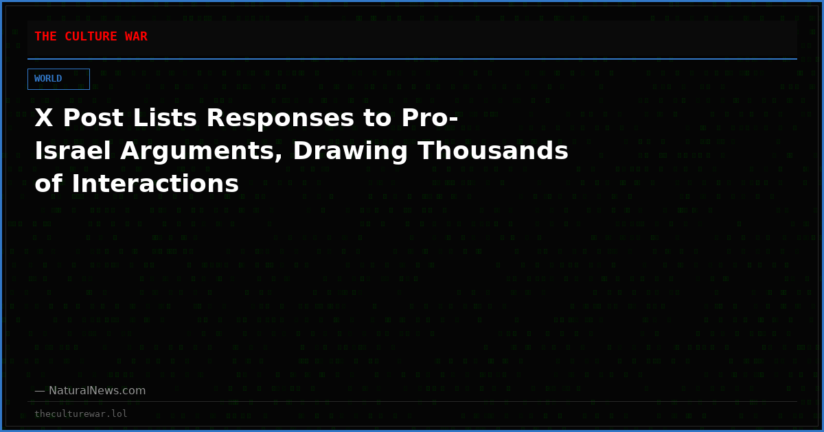 X Post Lists Responses to Pro-Israel Arguments, Drawing Thousands of Interactions