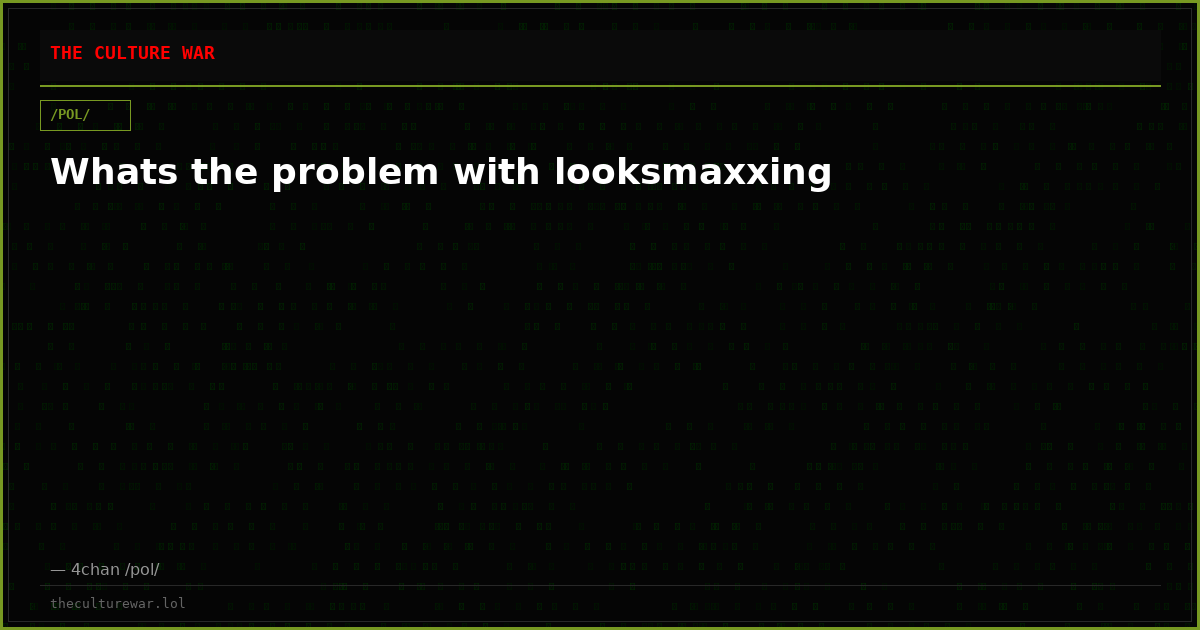 Whats the problem with looksmaxxing
