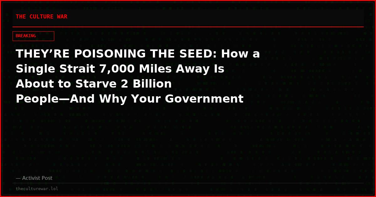 THEY’RE POISONING THE SEED: How a Single Strait 7,000 Miles Away Is About to Starve 2 Billion People—And Why Your Government Already Knows
