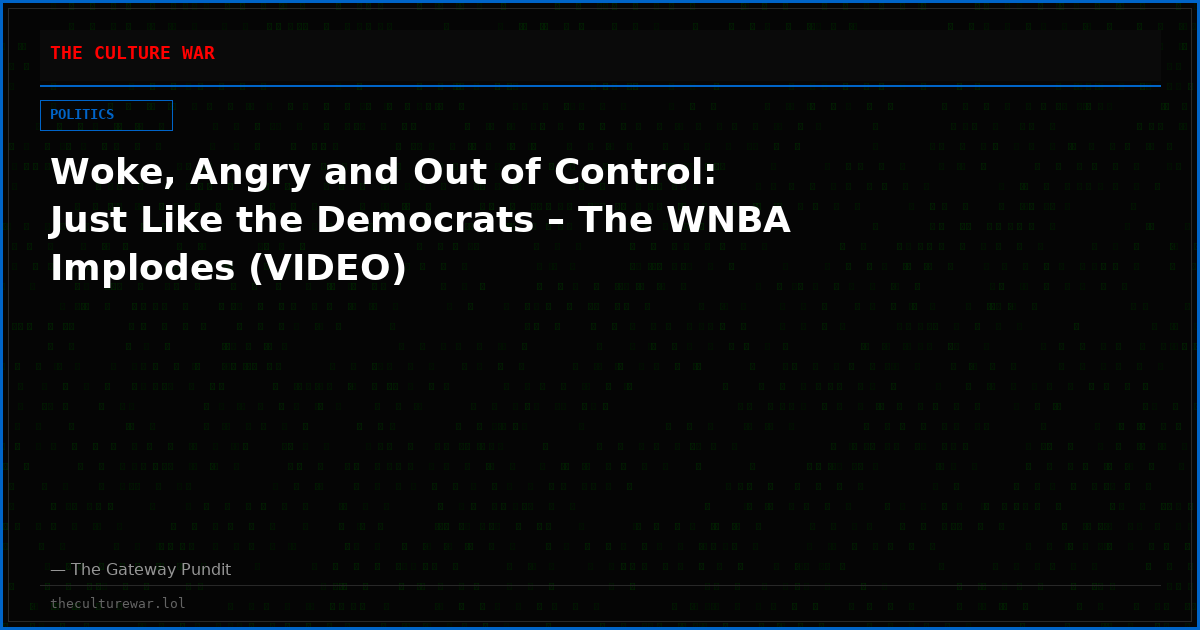 Woke, Angry and Out of Control: Just Like the Democrats – The WNBA Implodes (VIDEO)