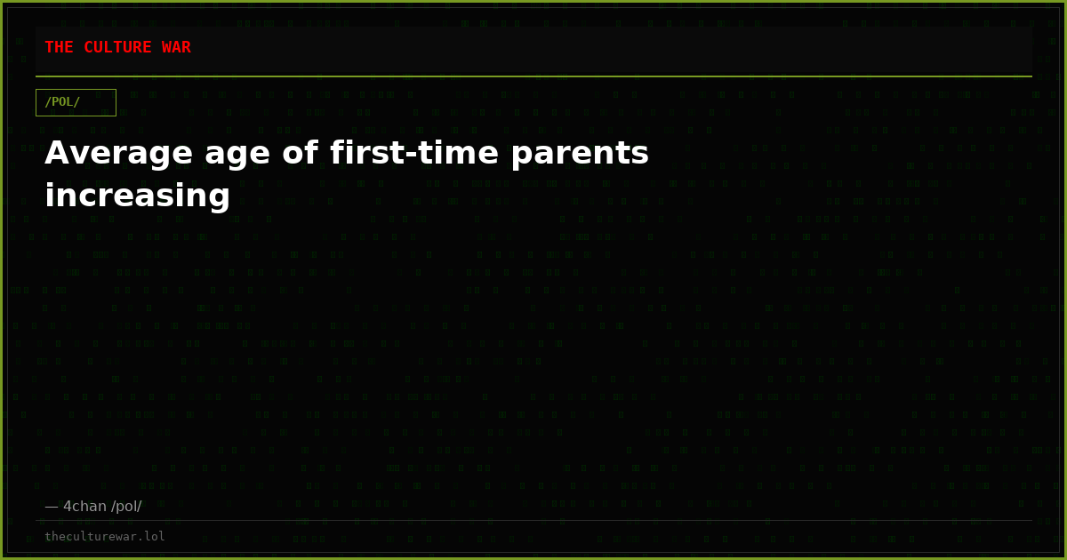 Average age of first-time parents increasing