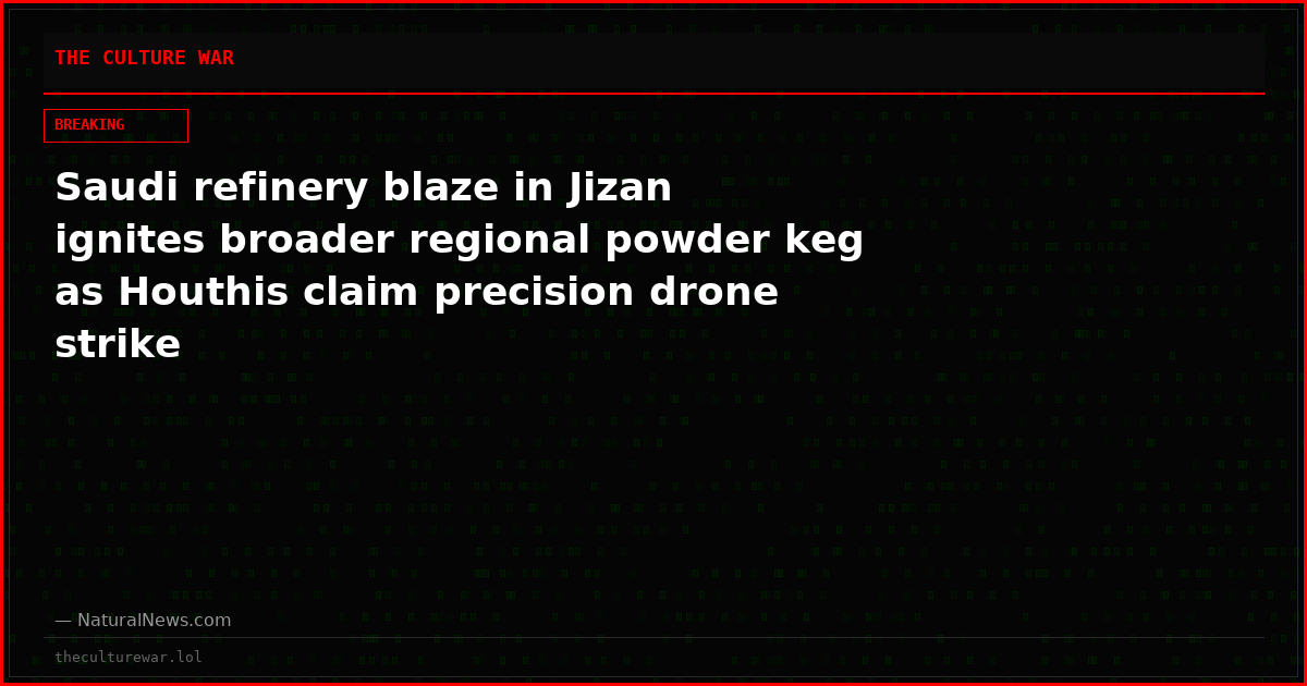 Saudi refinery blaze in Jizan ignites broader regional powder keg as Houthis claim precision drone strike