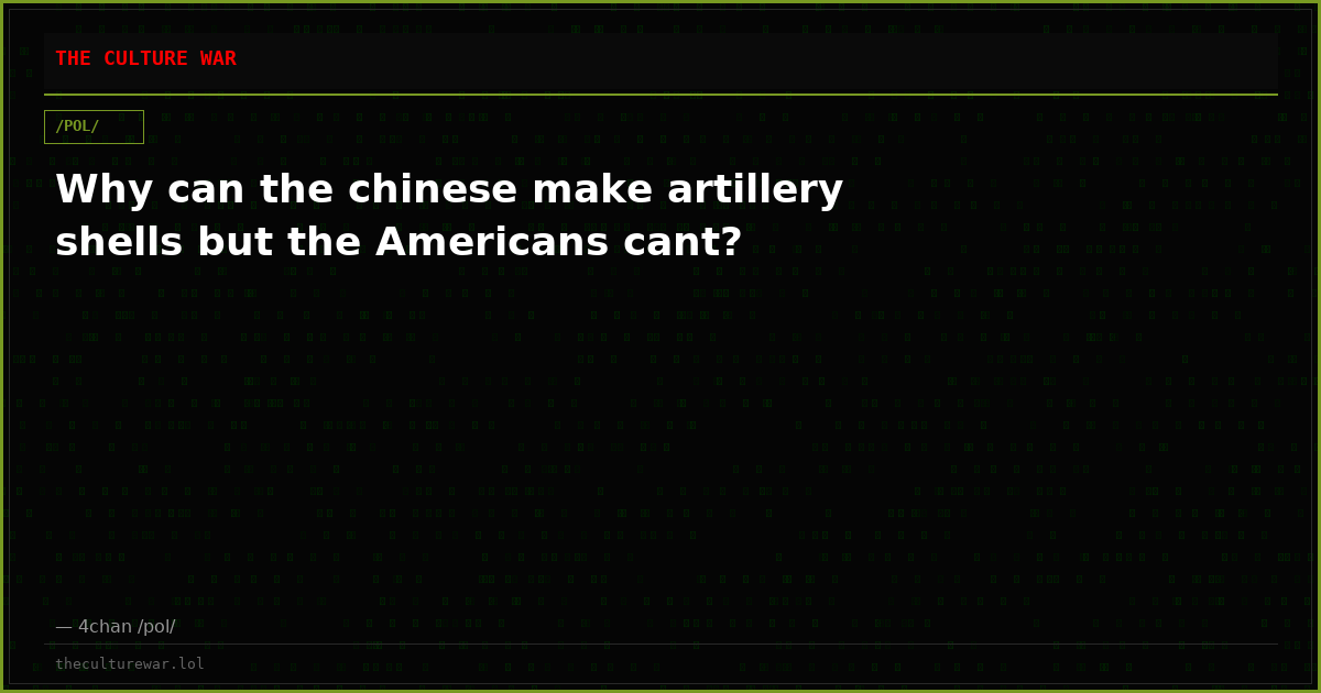 Why can the chinese make artillery shells but the Americans cant?