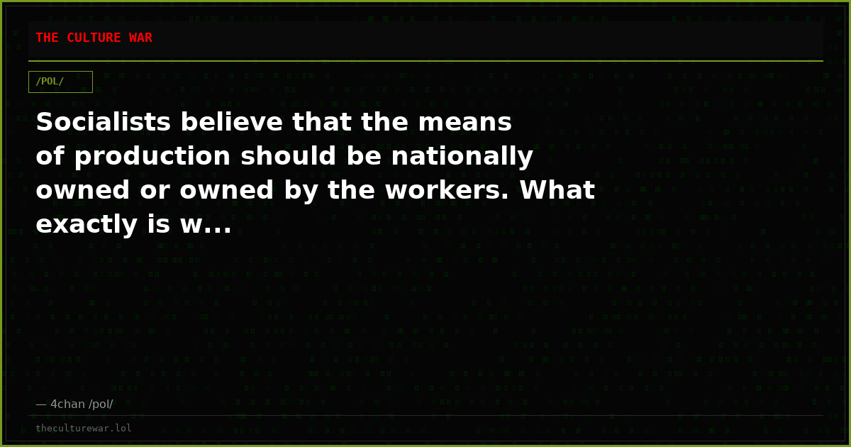 Socialists believe that the means of production should be nationally owned or owned by the workers. What exactly is w...
