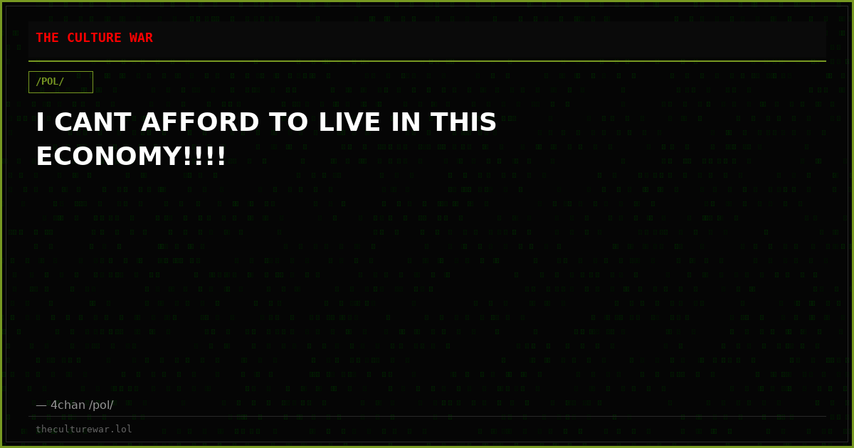 I CANT AFFORD TO LIVE IN THIS ECONOMY!!!!