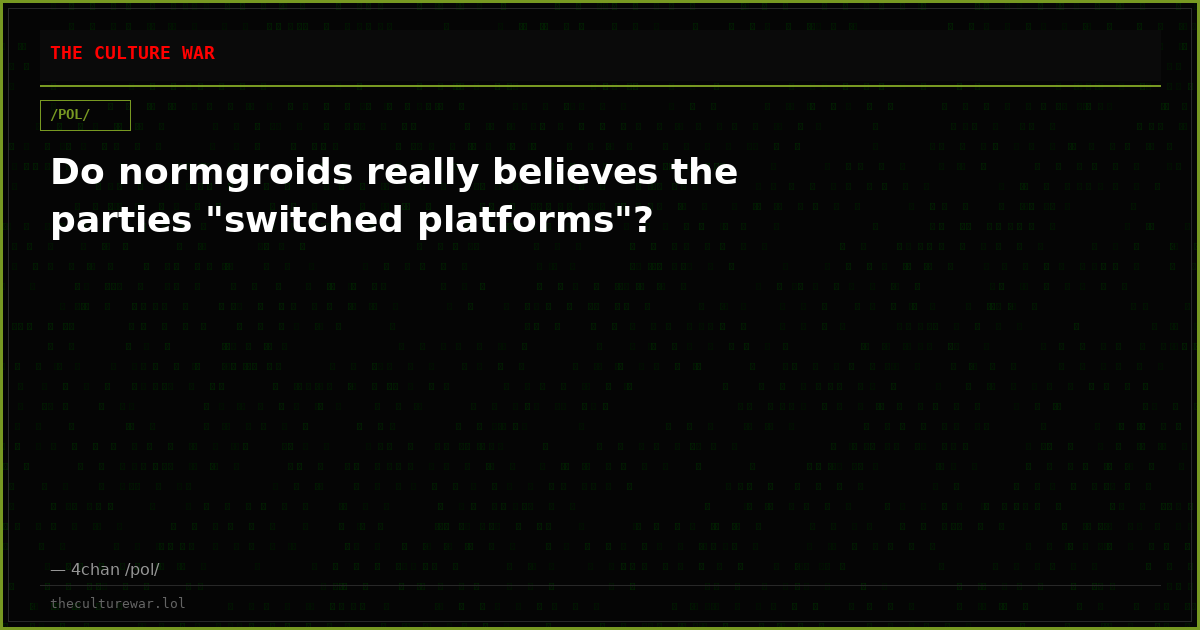 Do normgroids really believes the parties "switched platforms"?