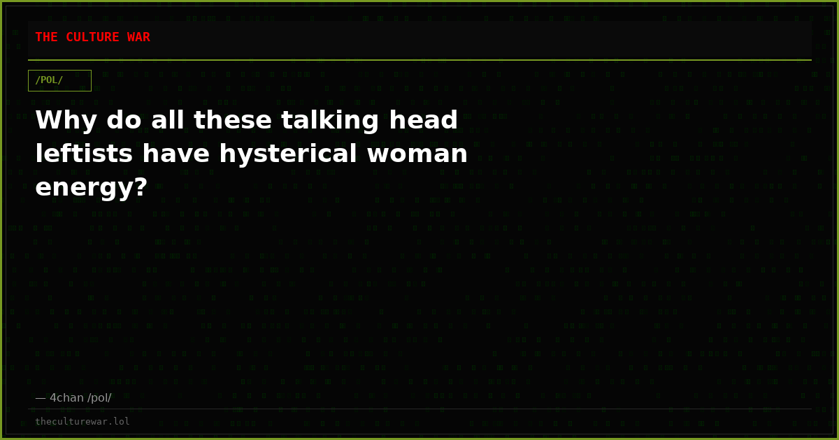 Why do all these talking head leftists have hysterical woman energy?