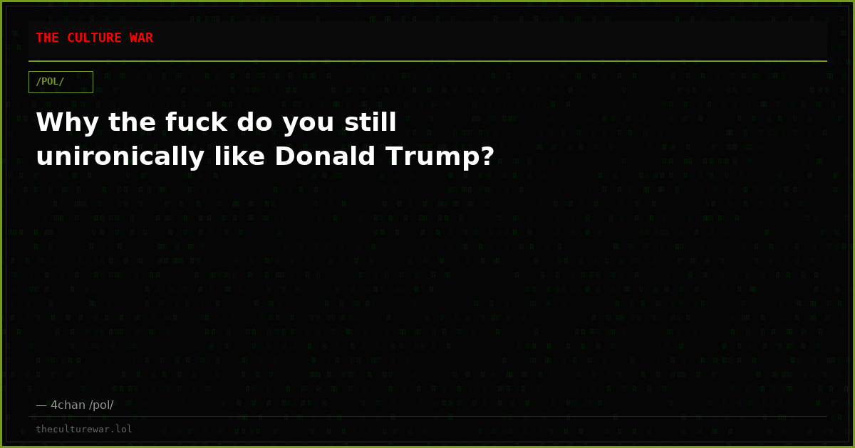Why the fuck do you still unironically like Donald Trump?